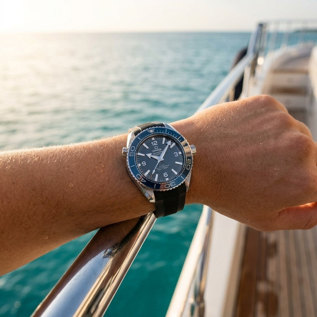 Omega Seamaster Planet Ocean 600M 42 mm — Steel on Rubber Strap (217.32.42.21.01.002) — lifestyle