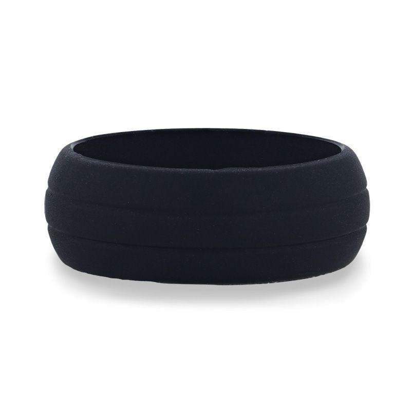 GROOVY Dual Groove Silicone Ring for Men and Women Black Comfort Fit Hypoallergenic Thorsten - 8mm