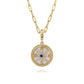 Gabriel & Co. 14K Yellow Gold 18mm Bujukan Diamond Compass Mother of Pearl Medallion Pendant
