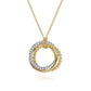 Gabriel & Co. 14K Yellow-White Gold Bujukan Diamond Interlocking Circles Pendant Necklace 1/4CTW