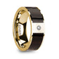 SERGIOS Men’s 14k Yellow Gold with Ebony Wood Inlay Flat Wedding Ring with Diamond Center - 8mm