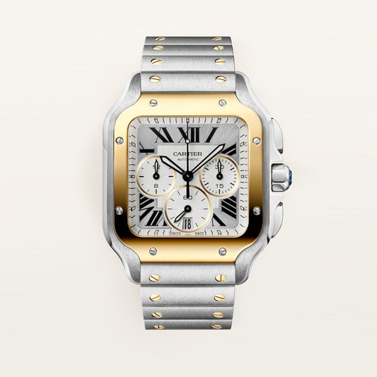 Cartier Santos watch, large model, Manufacture chronograph mechanical movement with automatic winding W2SA0035