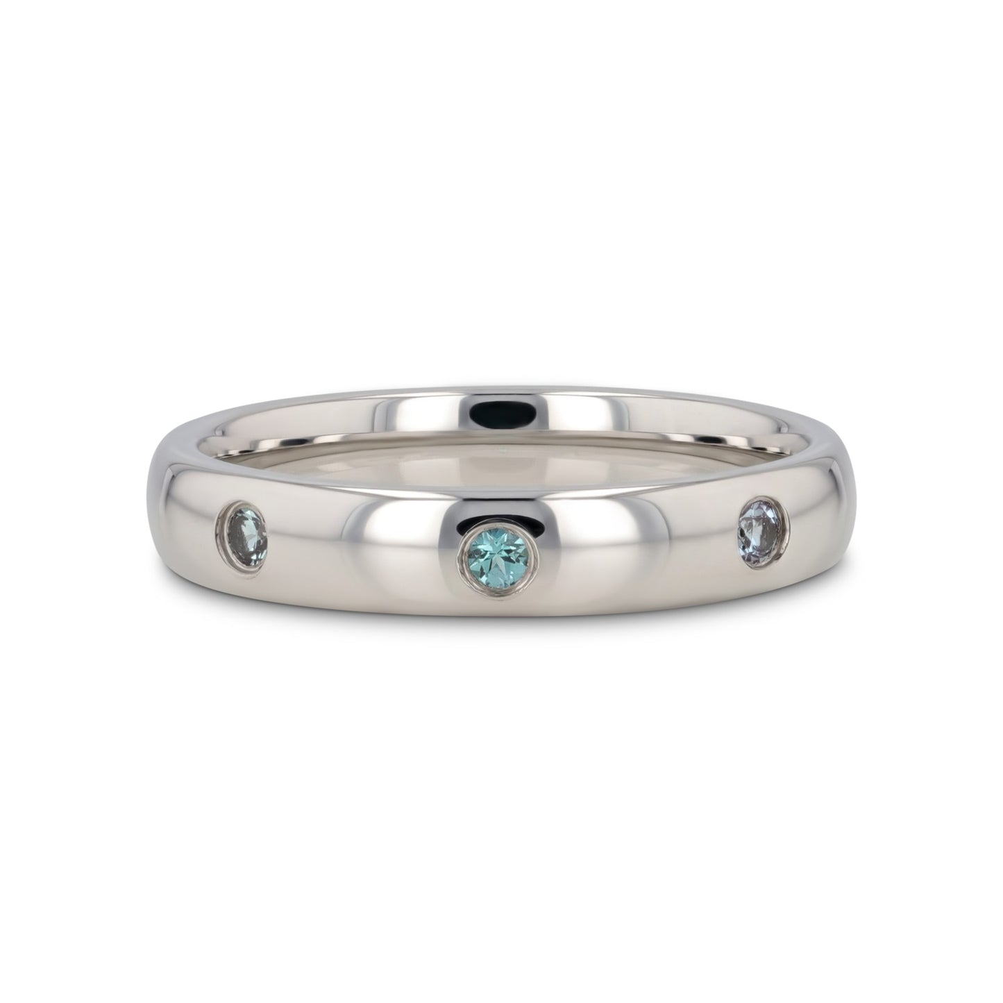 ALEX Polished Domed Tungsten Carbide Ring with Alexandrite Setting - 4mm