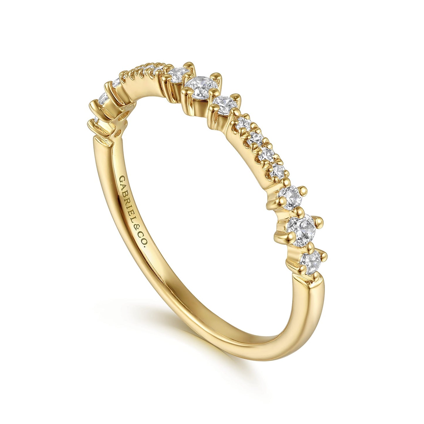 14K Yellow Gold Diamond Ladies Ring .25Ctw Stackable Gabriel