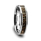 ORDOVICIAN Dinosaur Bone Inlaid Tungsten Carbide Beveled Edged Ring - 4mm