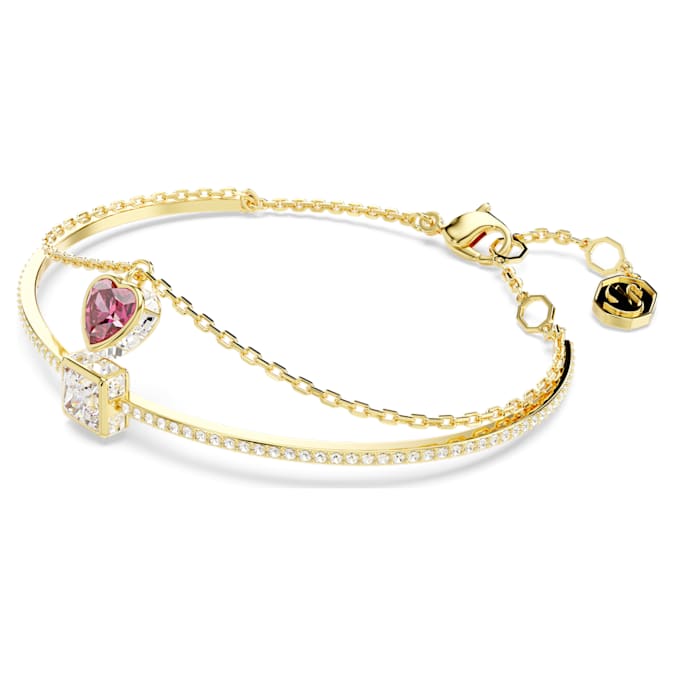 Chroma bangle Heart, Red, Gold-tone plated