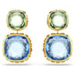 Chroma drop earrings Cushion cut, Multicolored, Gold-tone plated