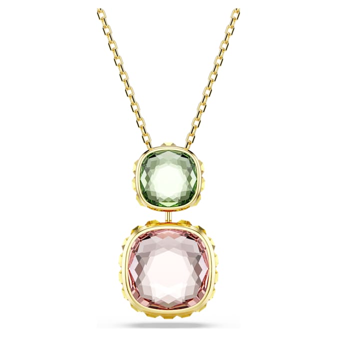 Chroma pendant Cushion cut, Multicolored, Gold-tone plated