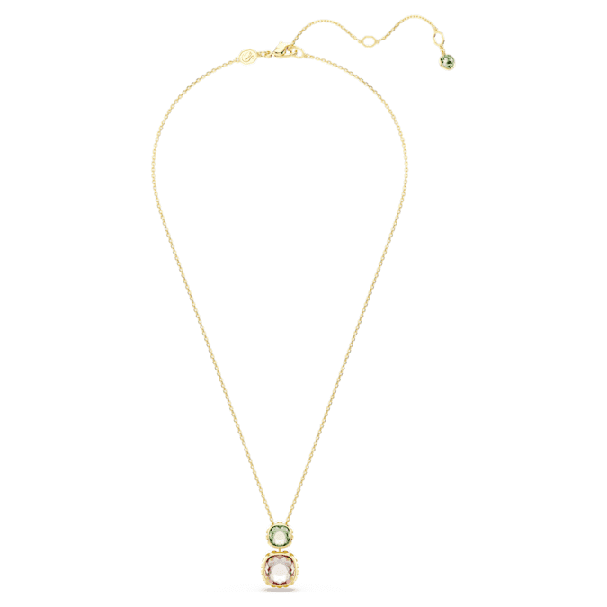 Chroma pendant Cushion cut, Multicolored, Gold-tone plated