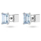 Chroma stud earrings Cushion cut, Blue, Rhodium plated