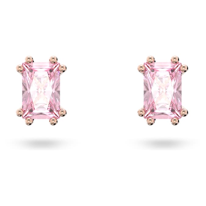 Chroma stud earrings Cushion cut, Pink, Rose gold-tone plated