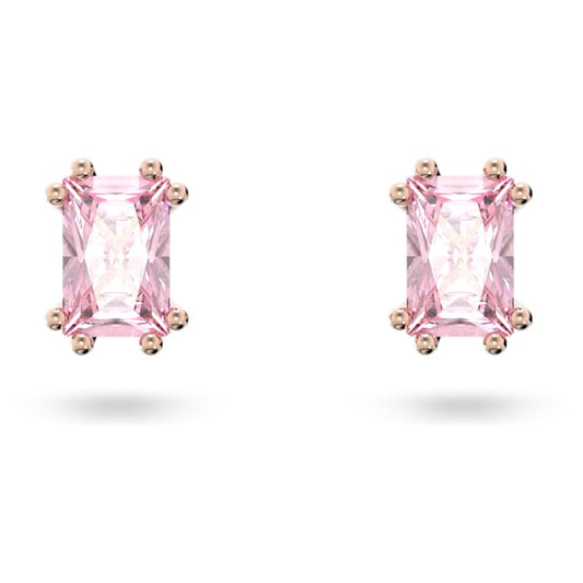 Chroma stud earrings Cushion cut, Pink, Rose gold-tone plated