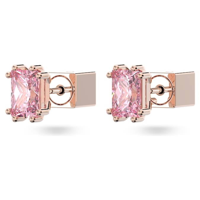 Chroma stud earrings Cushion cut, Pink, Rose gold-tone plated