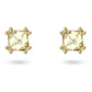 Chroma stud earrings Cushion cut, Yellow, Gold-tone plated