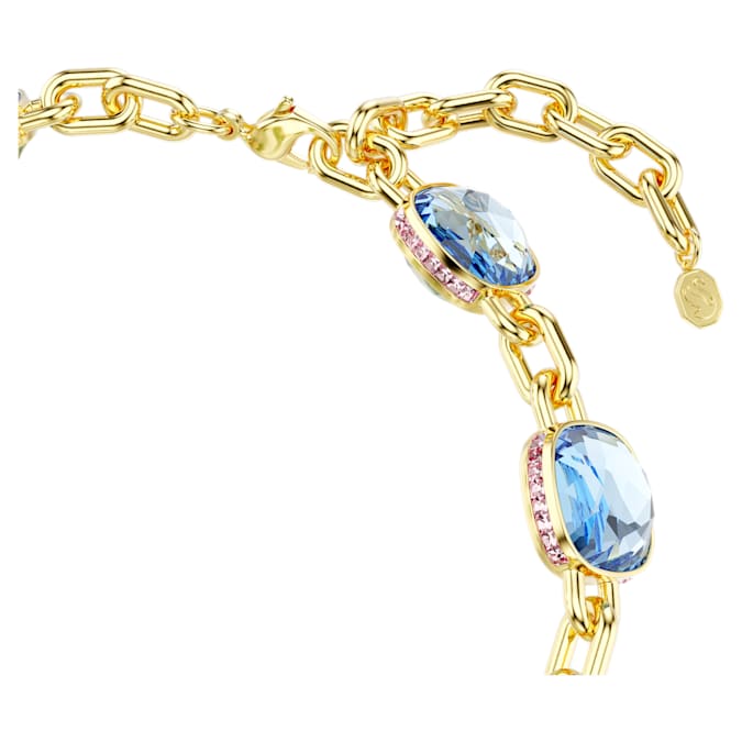 Chroma Tennis necklace Cushion cut, Multicolored, Gold-tone plated