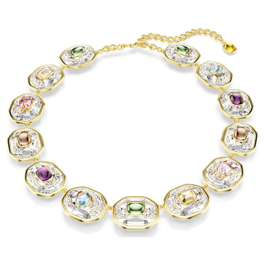 Chroma Tennis necklace Octagon cut, Multicolored, Gold-tone plated