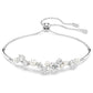 Constella bangle Crystal pearl, Round cuts, White, Rhodium plated
