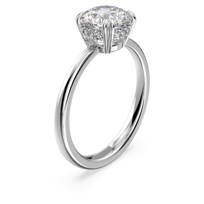 Constella cocktail ring Round cut, White, Rhodium plated