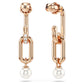 Constella drop earrings Crystal pearl, Round cut, White, Rose gold-tone plated
