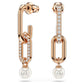 Constella drop earrings Crystal pearl, Round cut, White, Rose gold-tone plated
