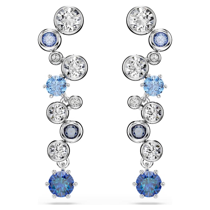 Constella drop earrings Mixed cuts, Blue, Rhodium plated