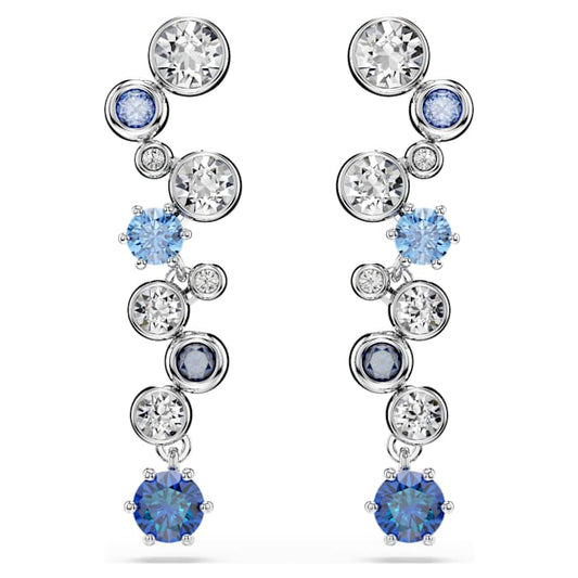 Constella drop earrings Mixed cuts, Blue, Rhodium plated