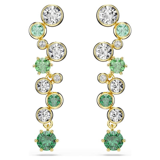 Constella drop earrings Mixed cuts, Green, Gold-tone plated