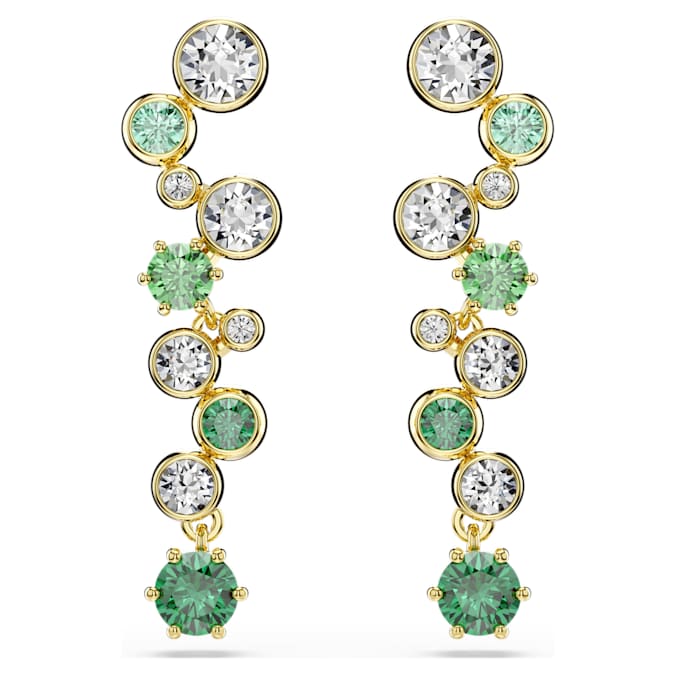 Constella drop earrings Mixed cuts, Green, Gold-tone plated