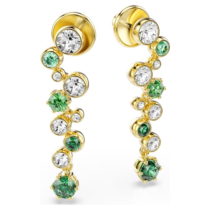 Constella drop earrings Mixed cuts, Green, Gold-tone plated