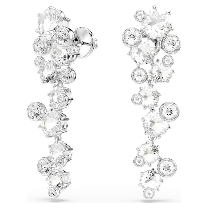 Constella drop earrings Mixed cuts, White, Rhodium plated