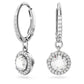 Constella drop earrings Round cut, Pavé, White, Rhodium plated