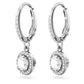 Constella drop earrings Round cut, Pavé, White, Rhodium plated