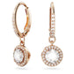 Constella drop earrings Round cut, Pavé, White, Rose gold-tone plated