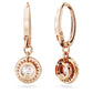 Constella drop earrings Round cut, Pavé, White, Rose gold-tone plated