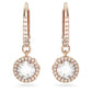 Constella drop earrings Round cut, Pavé, White, Rose gold-tone plated