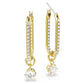 Constella drop earrings Round cut, White, Gold-tone plated