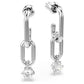 Constella drop earrings Round cut, White, Rhodium plated