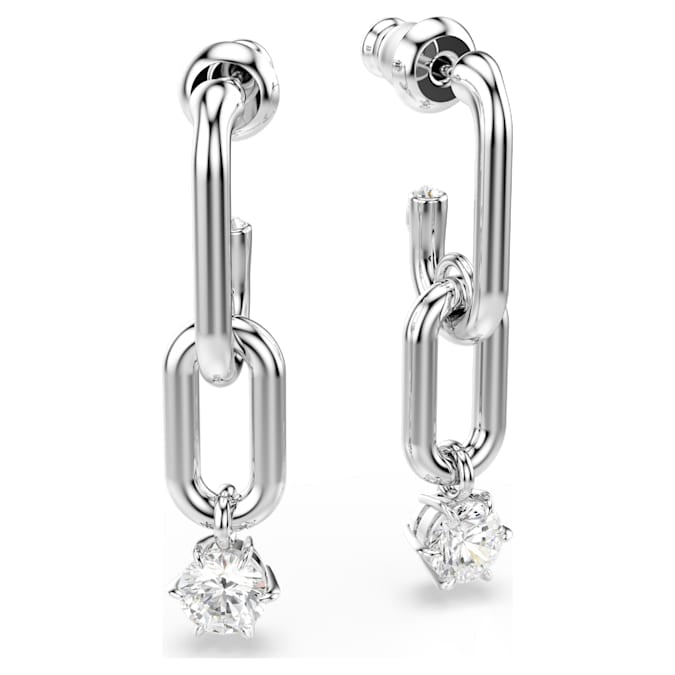 Constella drop earrings Round cut, White, Rhodium plated
