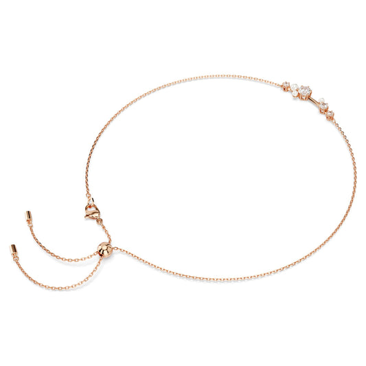 Constella necklace Crystal pearl, Round cuts, White, Rose gold-tone plated