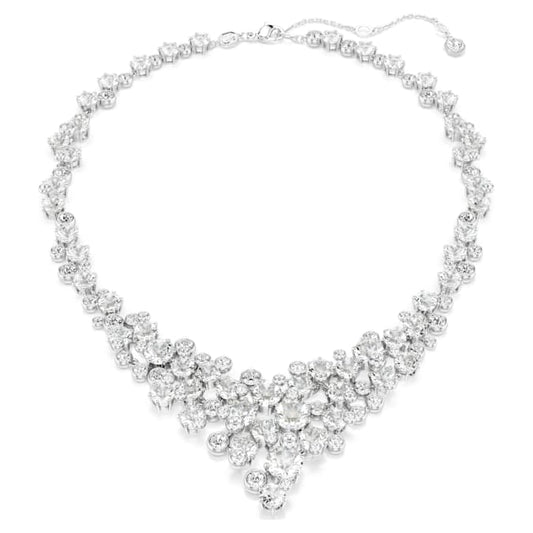 Constella necklace Mixed cuts, Clasp, White, Rhodium plated