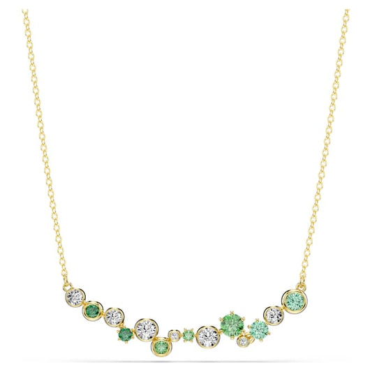 Constella necklace Mixed cuts, Green, Gold-tone plated