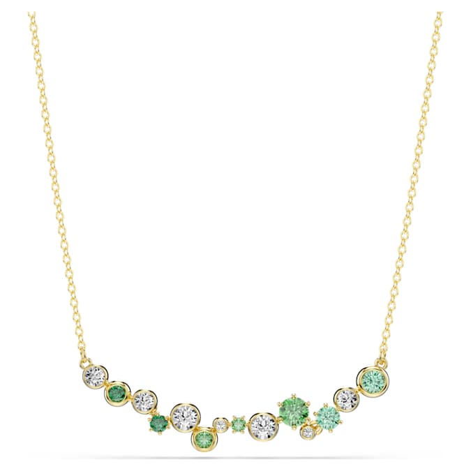 Constella necklace Mixed cuts, Green, Gold-tone plated