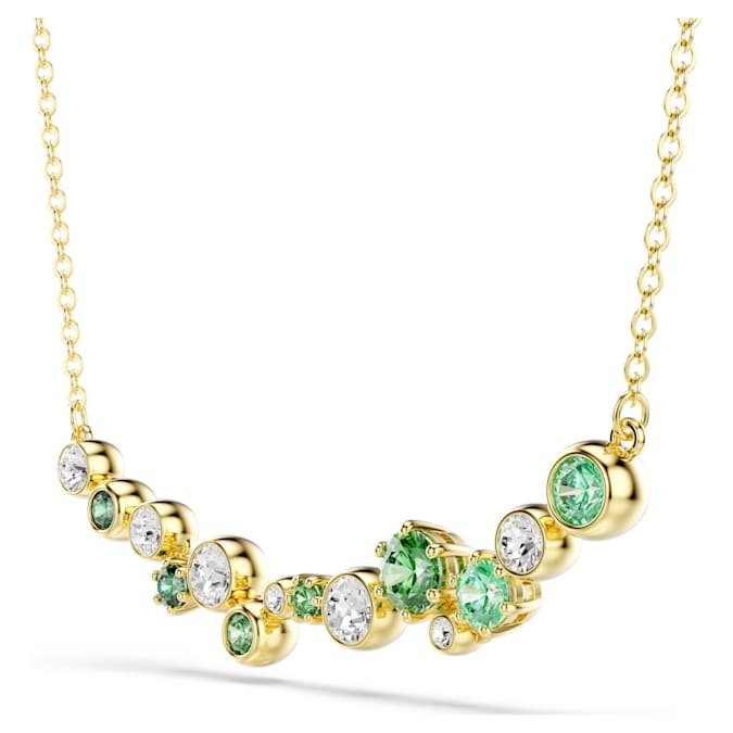 Constella necklace Mixed cuts, Green, Gold-tone plated