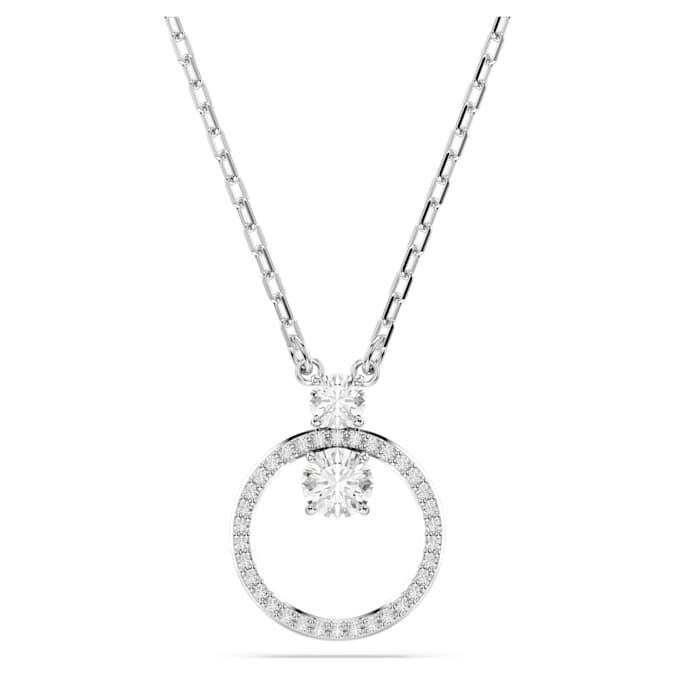 Constella pendant Pavé, Round cut, White, Rhodium plated