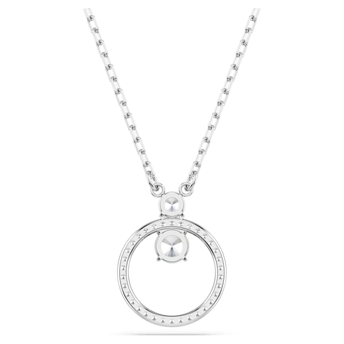 Constella pendant Pavé, Round cut, White, Rhodium plated