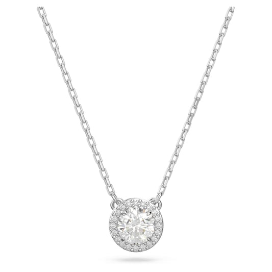 Constella pendant Round cut, Pavé, White, Rhodium plated