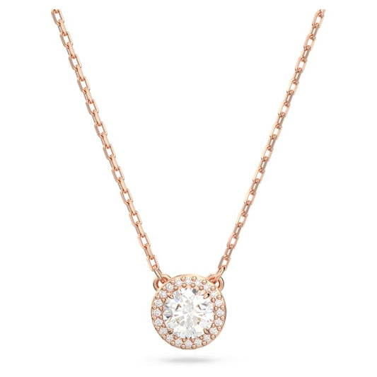 Constella pendant Round cut, Pavé, White, Rose gold-tone plated