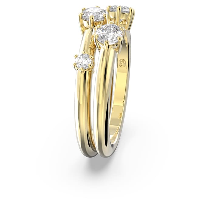 Constella ring Set (2), Round cut, White, Gold-tone plated