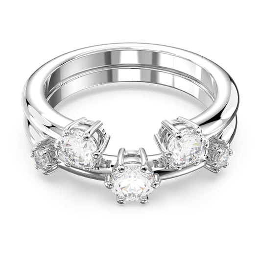 Constella ring Set (2), Round cut, White, Rhodium plated