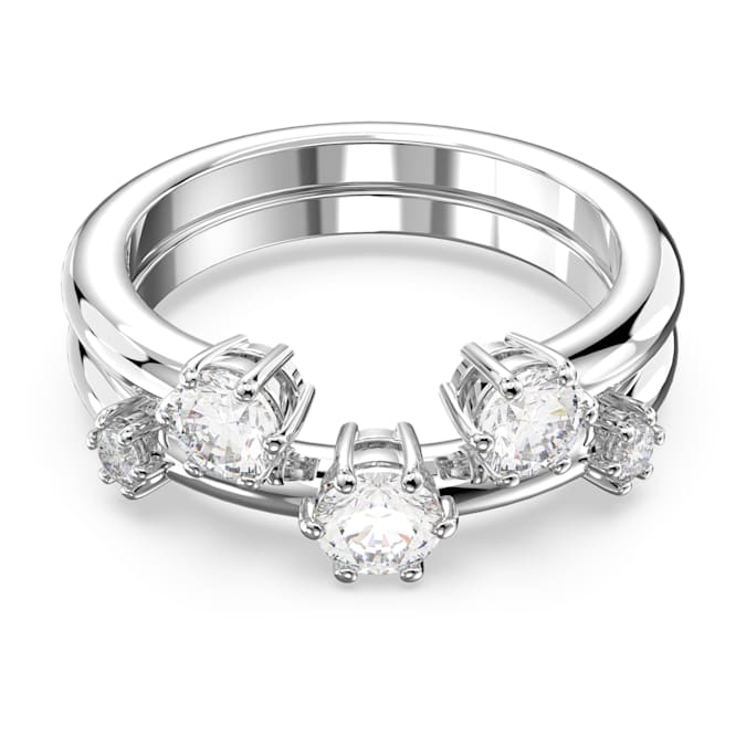 Constella ring Set (2), Round cut, White, Rhodium plated